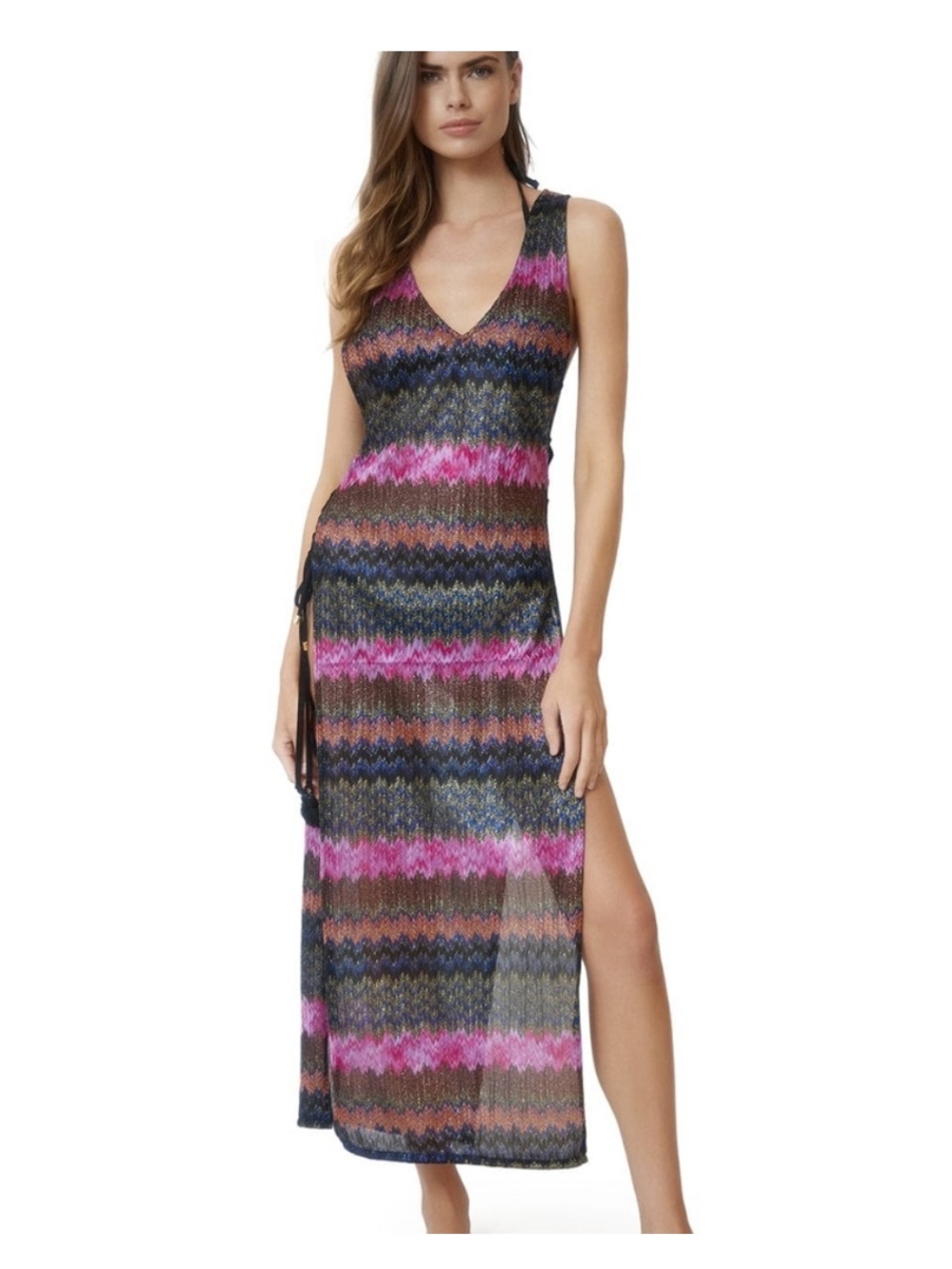PQ Swim Multicolor Striped Midi Dress - Pink, Blue & Gold
